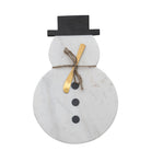 Marble Snowman Shaped Board with Canape Knife, Set of 2 Tied with Jute