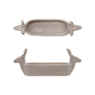 Stoneware Cracker Dish with Deer Heads, White