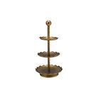 Decorative Metal 3-Tier Tray with Scalloped Edges, Gold Finish