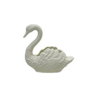 8"L x 3-1/2"W x 7-1/4"H Cast Iron Swan Container, Antique White