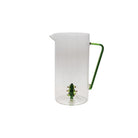 3 Quart Glass Pitcher with Green Handle & Hand-Blown Tree Inside